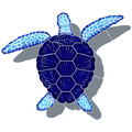 Loggerhead Turtle with Shadow Blue 9" x 10"