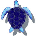 Loggerhead Turtle with Shadow Blue 16" x 16"