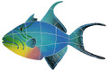 Queen Triggerfish pool mosaic inlay 12" x 18"