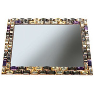 Kingsley Mirrored Vanity Tray ReCountangular with Blue Stone Border 8.25" X 6.25"