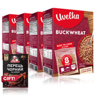 Uvelka Kasha Buckwheat BOIL-IN-BAG 8 Bags 80 Gr (22.57 Oz) - Pack of 4