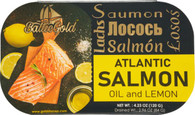 Baltic Gold Atlantic Salmon Fillets In Oil - 4.23 oz (120g) (Salmon in Oil & Lemon, 3 Pack)