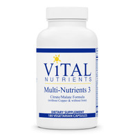 Vital Nutrients Multi-Nutrients 3 -Citrate/Malate Formula (W/O) Copper or Iron) -180 Caps per Bottle