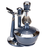 Blue Metallic and Chrome Shave Set