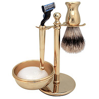 Kingsley 4PC Shave Set 24K Gold Plate with Mach III W/Soap Shave Set
