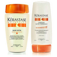 Kerastase Bain Satin 1 8.5 Oz & Fondant Nutri-Thermique 6.7 Oz (Shampoo & Conditioner) Duo