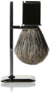 Harry D Koenig & Co Badger Shave Brush with Stand for Men, Silver