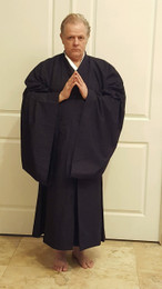 Zen Priest Koromo robe, regular weight, full view