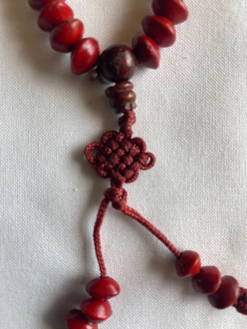 Red Lotus Seed Mala sacred knot tassel