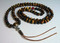 Tiger Eye natural stone mala made with fine-quality 8mm beads, strung on durable cording with 2 Dzi resting bead spacers and a Carnelian stone resting bead spacer in between sterling silver rings. 