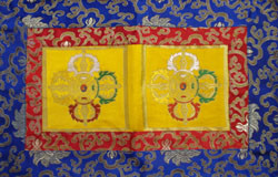 Brocade Altar Shrine cloth, with double dorjes 