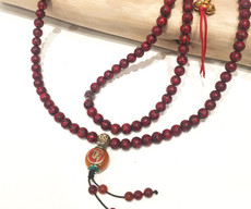 Hand carved red love and compassion bamboo mala, 8mm