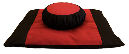 Zafu Meditation Cushion, Zabuton Mat Set, Two Color combination ensemble.