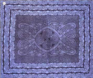 Celtic Spirals Tapestry Bedspread in blue, Twin size, made from easy care Indian cotton. 