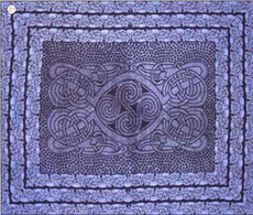 Celtic Spirals Tapestry in blue, Queen Size, made from easy care Indian cotton.