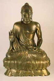 Teaching Buddha, Cast Resin, Rust Patina