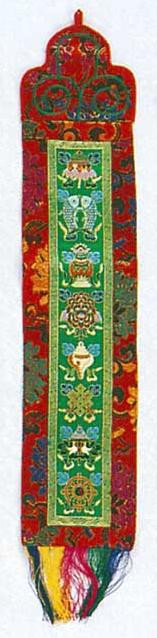 8 Auspicious Symbols banner, LG -- A beautiful addition to any home or office. Makes a wonderful gift.