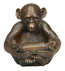 Bronze Monkey with Book