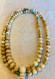 Vintage conch shell mala, 8mm round, close  up