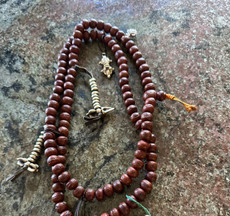 Vintage Antique Bodhiseed mala with antique Bell and Dorje, 10-11 mm